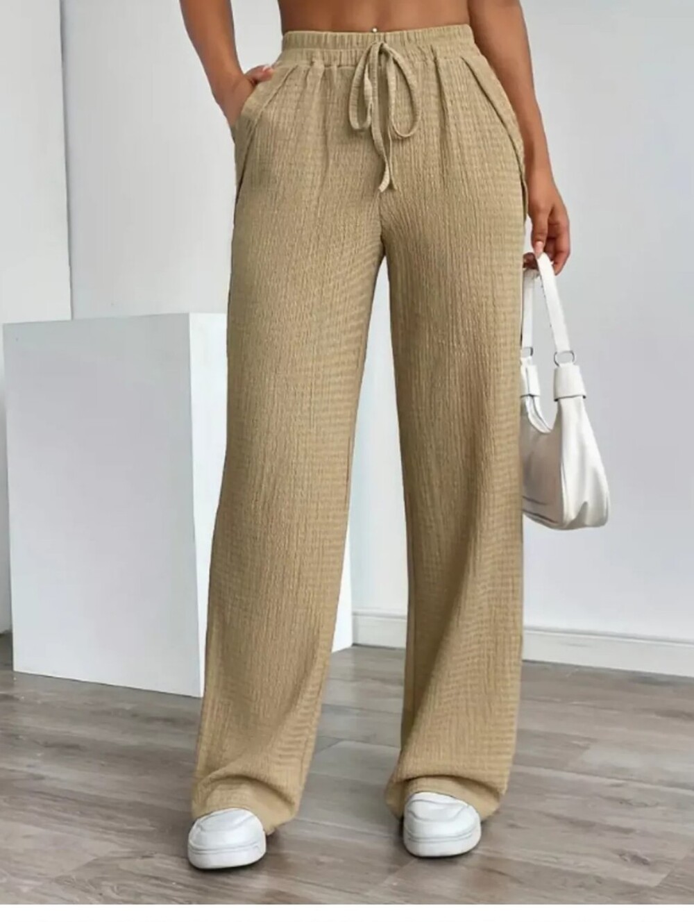 Mazik Khaki Wide-Leg Drawstring Pants
